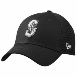 Best Pirce ✔️ New Era MLB Black And White Neo 39Thirty Stretch Fit Cap Seattle Mariners ⭐